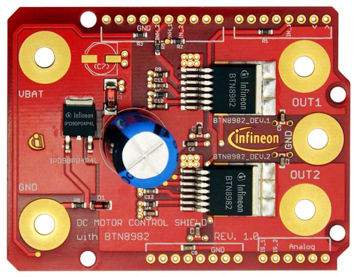 The DC Motor Control Shield with BTN8982TA