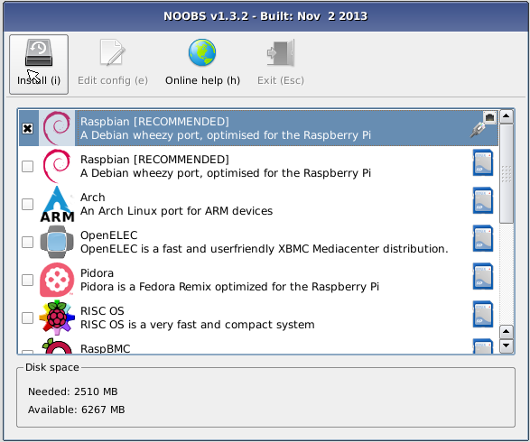 Raspberry Pi 2 - The New Out Of the Box Software Window.