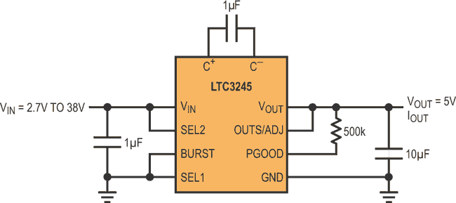 2.7 V to 38 V VIN Range, Low Noise, 250 mA Buck-Boost Charge Pump Converter