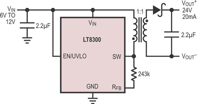 Micropower Isolated Flyback Converter with Input Voltage Range from 6 V to 100 V