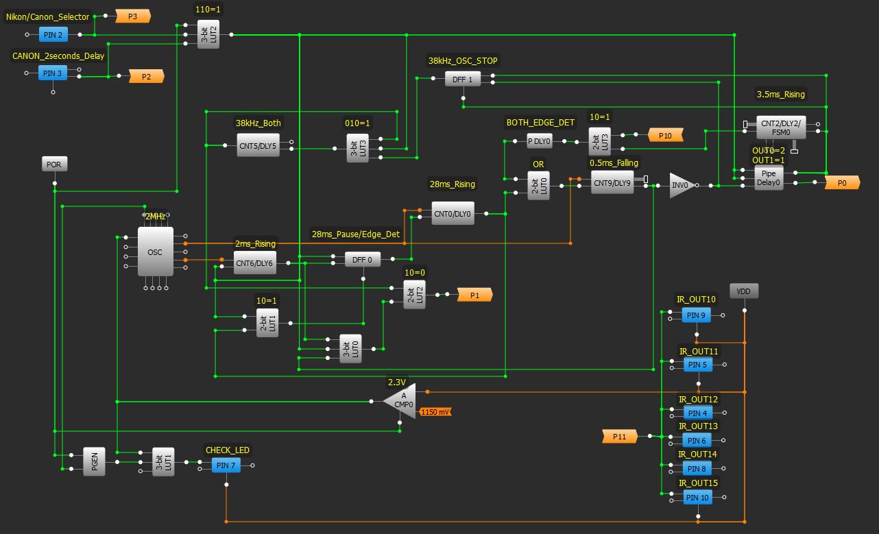 Complete schematic in GreenPAK4 Designer