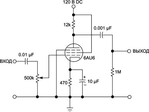 Каскад на одной электронной лампе с усилением 450