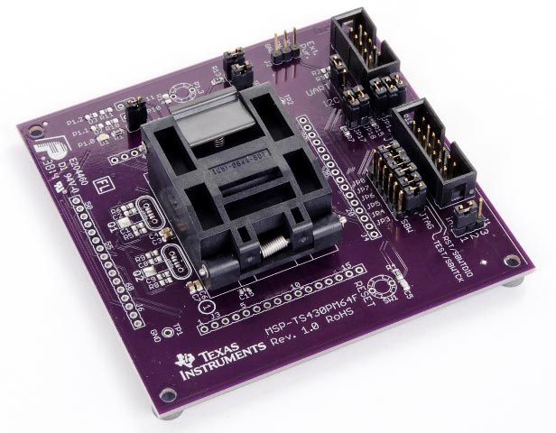 Плата MSP-TS430PM64F с сокетом для 64-контактного FRAM микроконтроллера MSP430