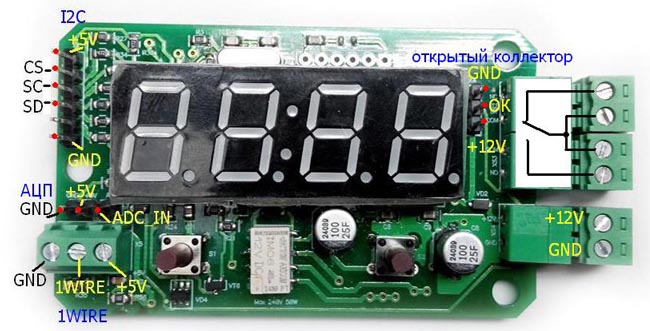 Назначение разъёмов модуля MP8037ADC