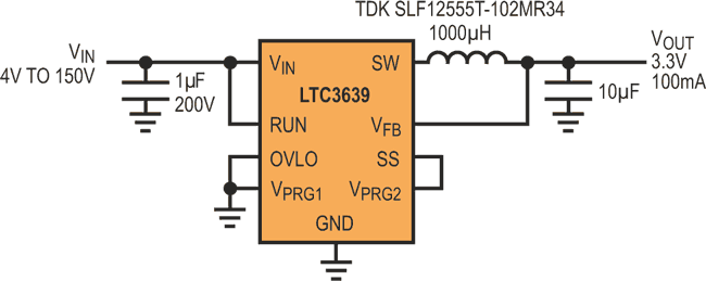 High Efficiency 100 mA Synchronous Buck Converter with Wide Input Range from 4 V to 150 V