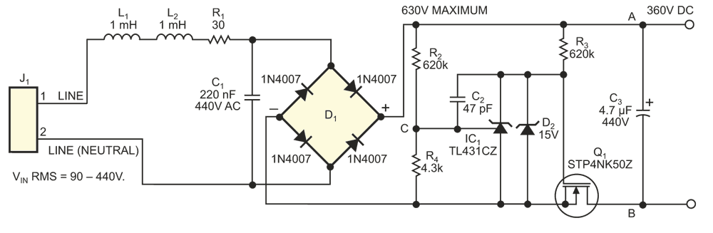 Use a TL431 shunt regulator to limit high ac input voltage