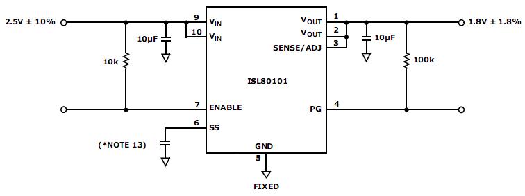 Intersil: ISL80101 для варианта с фиксированным выходным напряжением