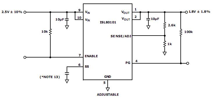 Intersil: ISL80101 для варианта с регулируемым выходным напряжением