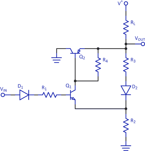 Schmitt trigger uses two transistors