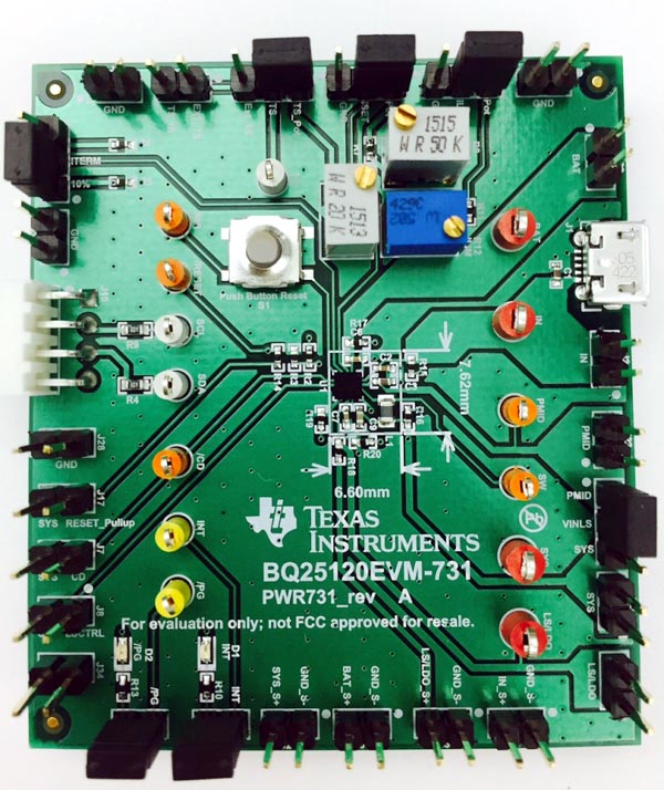 The BQ25120EVM-731 evaluation module