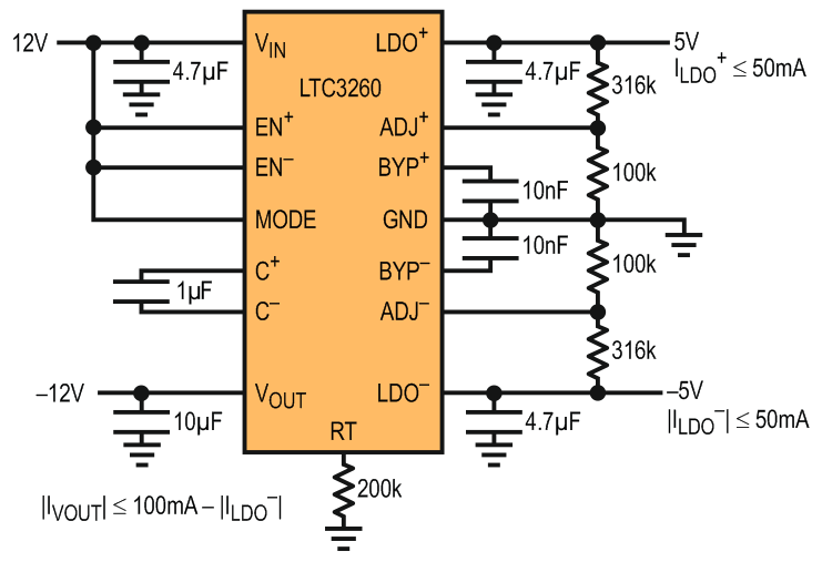 High Voltage Inverting Charge Pump Produces Low Noise