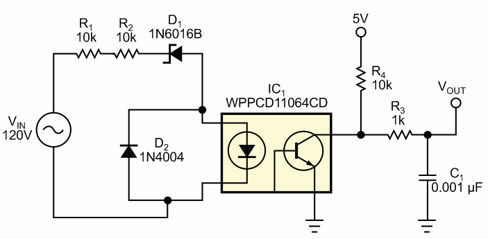 Isolated circuit monitors ac line