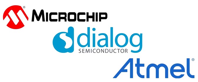 Microchip Technology, Dialog Semiconductor, Atmel Logos