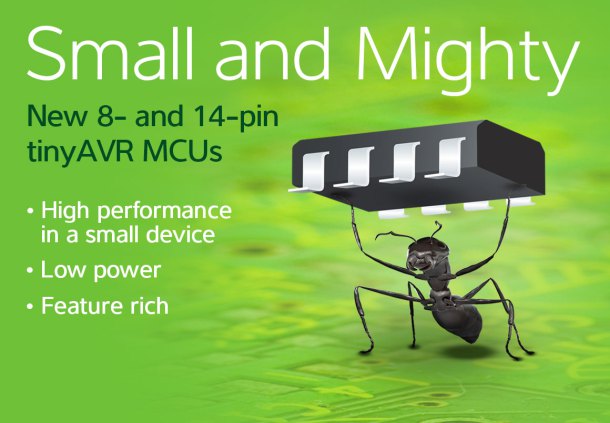 Atmel Corporation announced the world's highest performing, low power, 8-bit MCUs with 1kB Flash memory: new ATtiny102/104