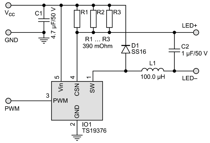 A Low-cost 0.5 A 33 V LED driver module with 90+% efficiency