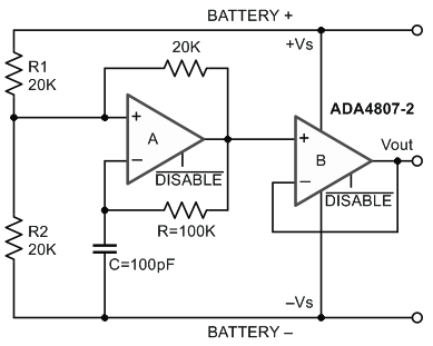 Low-Power, Battery Powered Square Wave Oscillator with Hibernation Mode