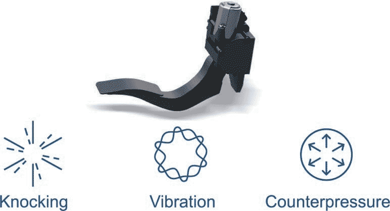 Gas pedal provides haptic feedback