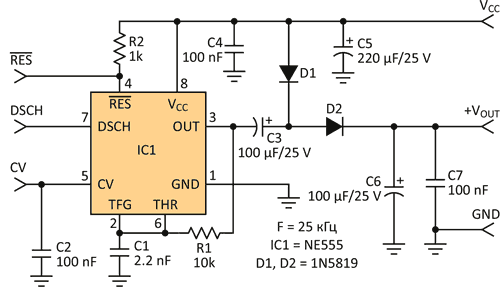 Сравнение микросхем NE555 и LM386 при использовании в безиндуктивных DC/DC преобразователях