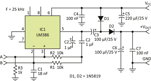 Сравнение микросхем NE555 и LM386 при использовании в безиндуктивных DC/DC преобразователях