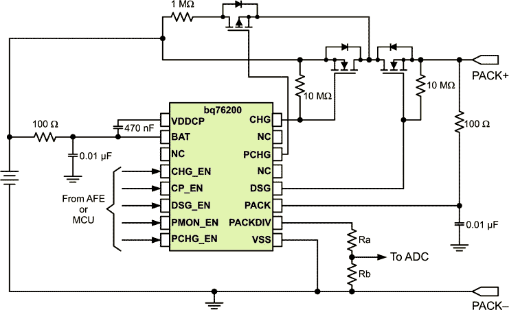 bq76200 - Simplified Application Schematic