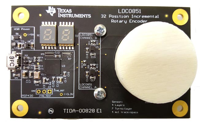 TIDA-00828 Inductive Sensing 32-Position Encoder Knob Reference Design using the LDC0851