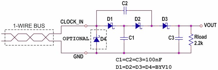 Modified charge pump extracts power from digital signal