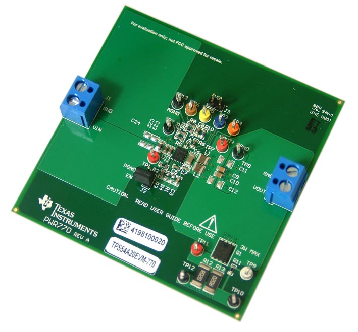 The TPS54A20EVM-770 synchronous dual-phase converter evaluation module