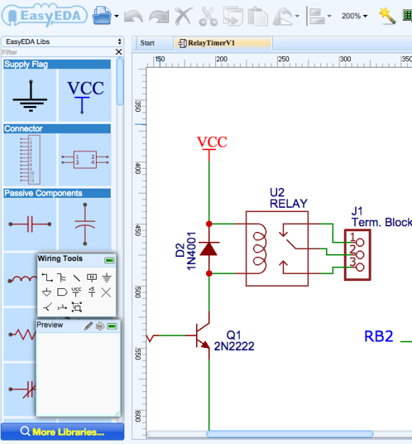 EasyEDA gives access to thousands of open-source Kicad and Eagle libraries