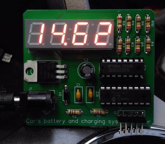 Showing the battery charging voltage from the alternator when engine is ON