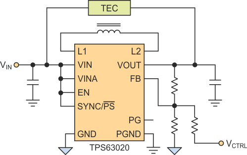 Simple Single-Chip Circuit Heats/Cools Laser's TEC