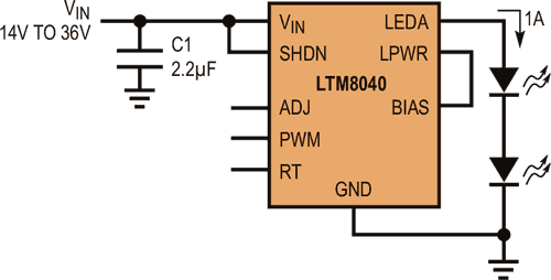 μModule LED Driver Integrates All Circuitry, Including the Inductor, in a Surface Mount Package