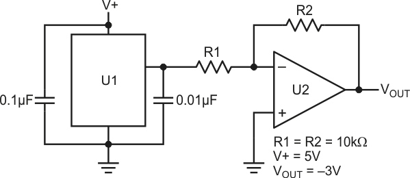 Amplifier IC Generates a Negative Voltage Reference with the Fewest Parts and a Single Supply Rail