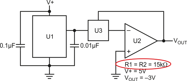 Amplifier IC Generates a Negative Voltage Reference with the Fewest Parts and a Single Supply Rail