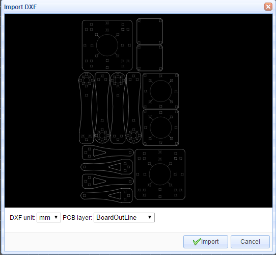 DXF import in EasyEDA