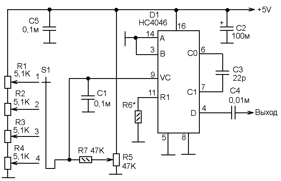 Генератор плавного диапазона на цифровой микросхеме НС4046