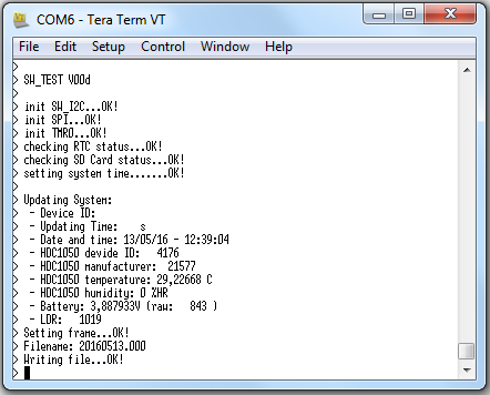 At power-up datalogger configures and check all the peripherals.