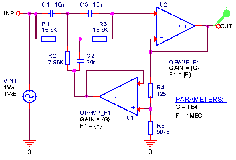 Идеализированные частотно-зависимые однополюсные PSpice макромодели операционных усилителей