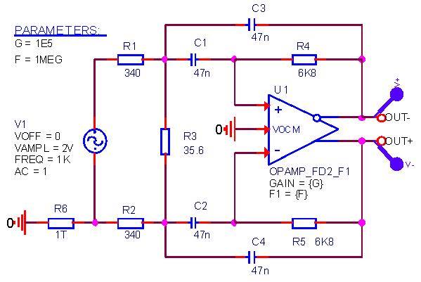 Идеализированные частотно-зависимые однополюсные PSpice макромодели операционных усилителей