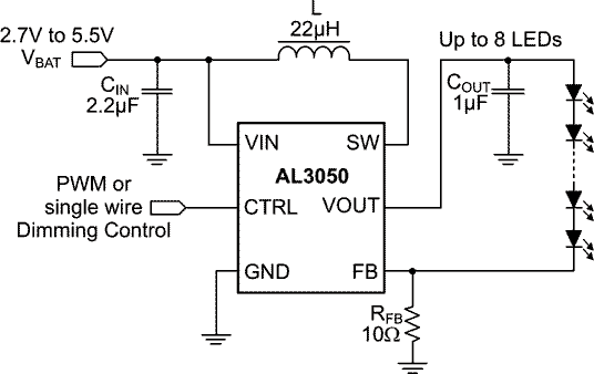 The AL3050Typical Application Circuit