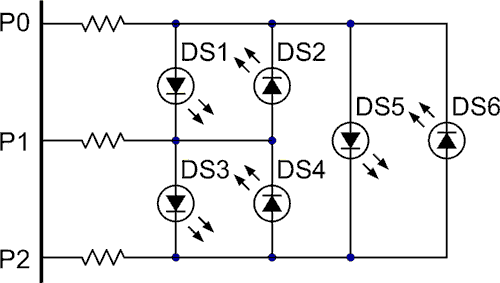 Keyboard and display multiplexing - Charlieplexing