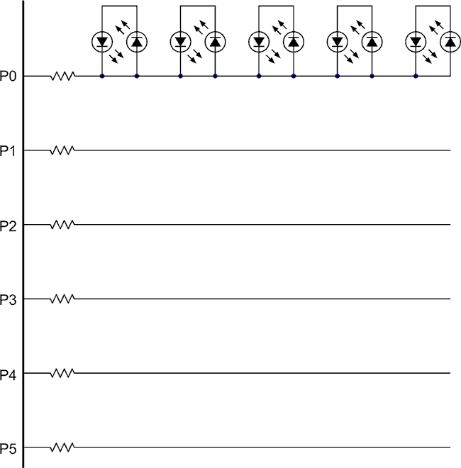 Keyboard and display multiplexing - Charlieplexing