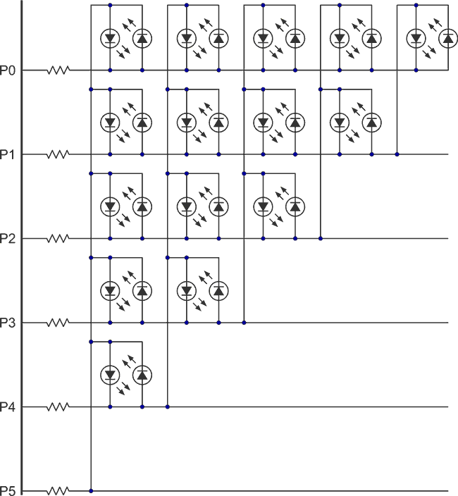 Keyboard and display multiplexing - Charlieplexing