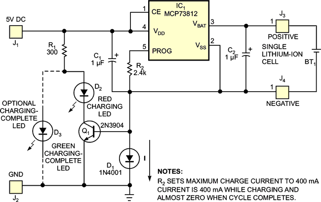 Add charging status to simple lithium-ion charger