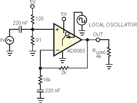 Low-cost circuit incorporates mixing and amplifying functions