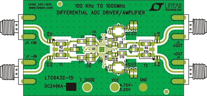 DC2496A - 100 kHz to 1000 MHz Differential ADC Driver/IF/RF Amplifier