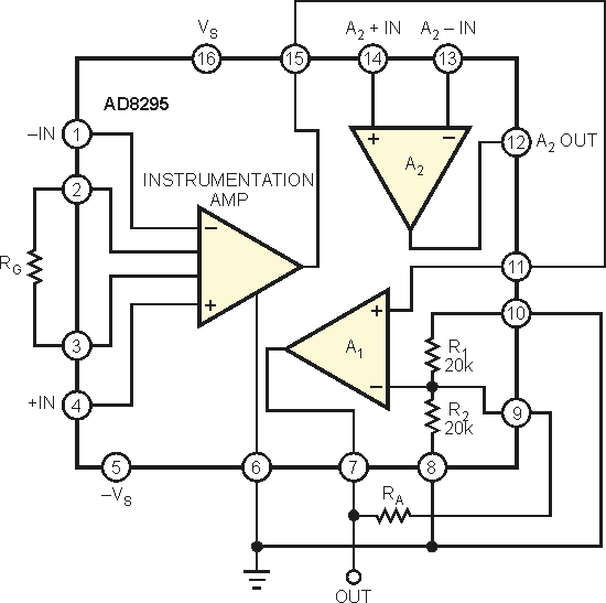 Resistor compensates for instrumentation-amp gain drift