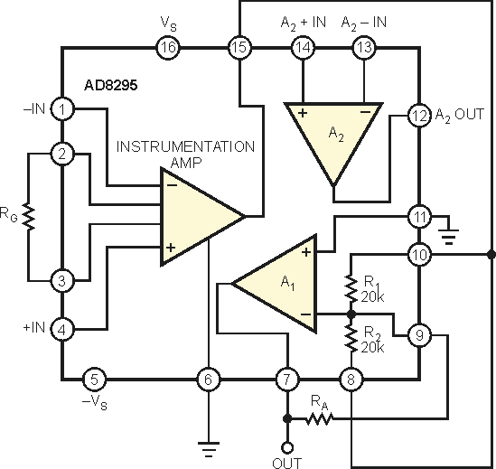 Resistor compensates for instrumentation-amp gain drift