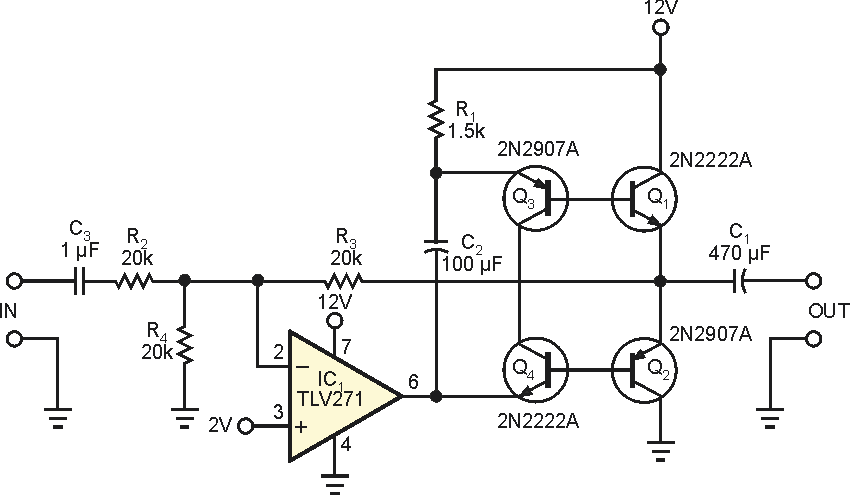 Class B amplifier has automatic bias