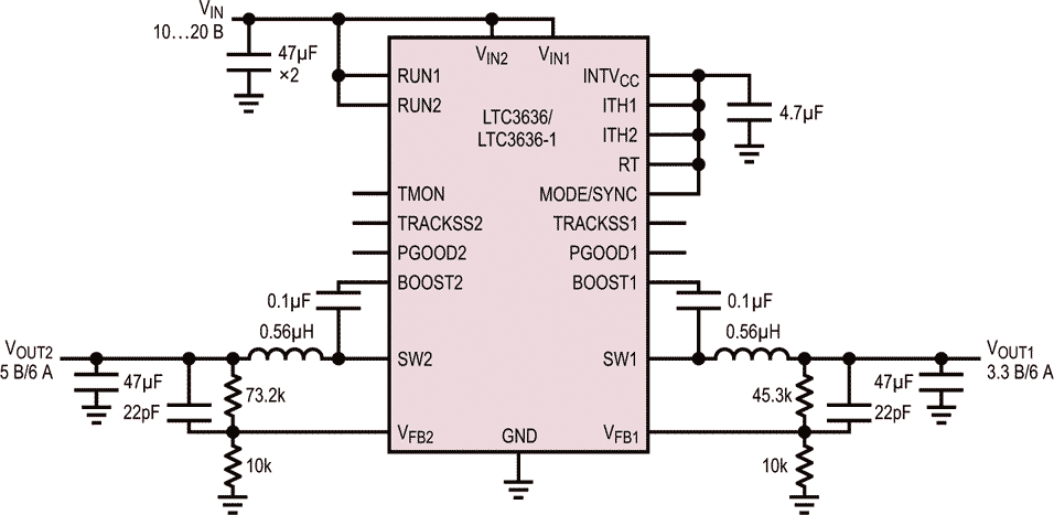 Типовая схема включения LTC3636/-1