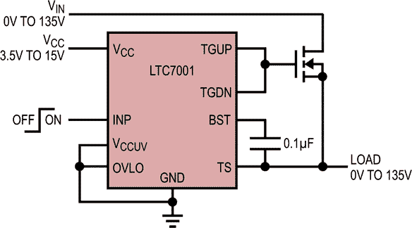 High Voltage, High Side Switch with 100% Duty Cycle